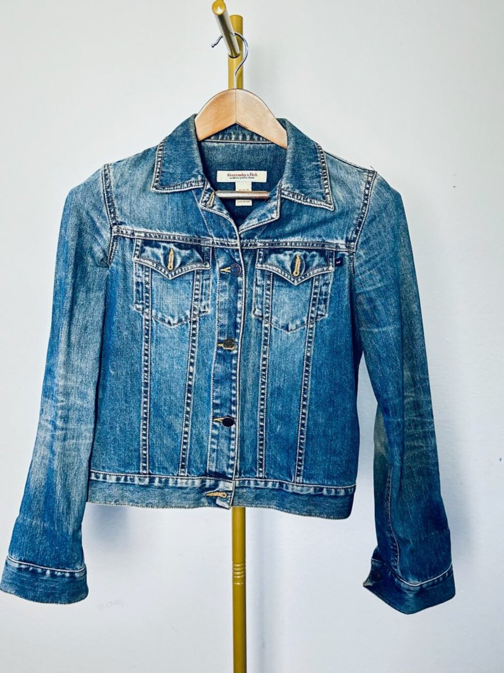 Abercrombie & Fitch Vintage Denim Trucker Jacket XS Faded Blue Y2K